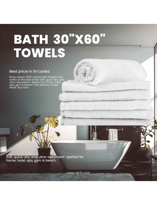 Classic Bath Towels - 100% Cotton (30x60 Inches), Quick Dry for Bathroom, Pool, Gym, Spa and Hotel Use