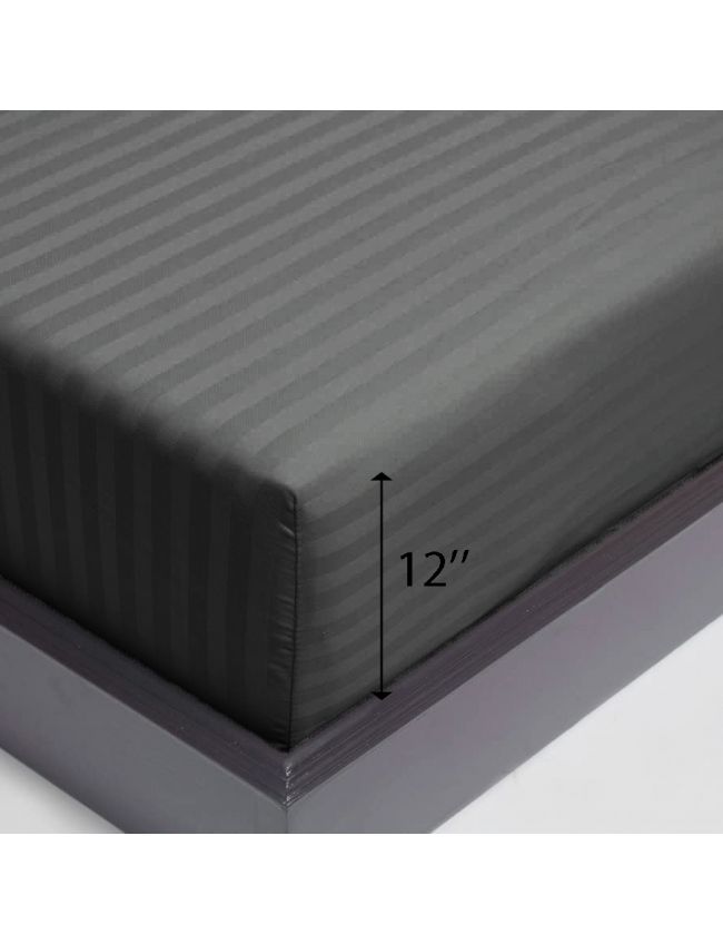 Classic-Grey Strip Fitted Sheet