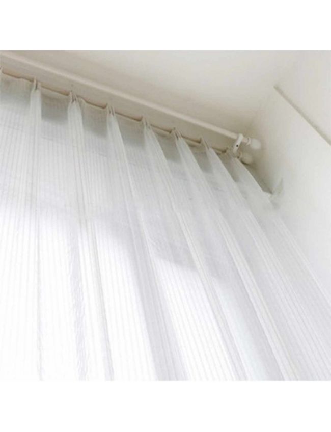 Double Stripe White Faux Linen Sheers