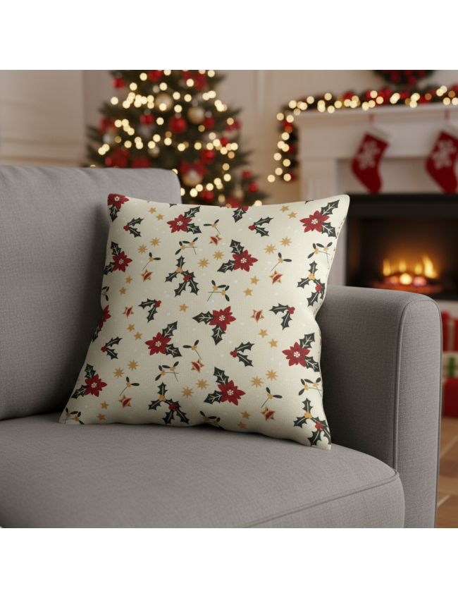 Ivory Poinsettia Cushion Covers