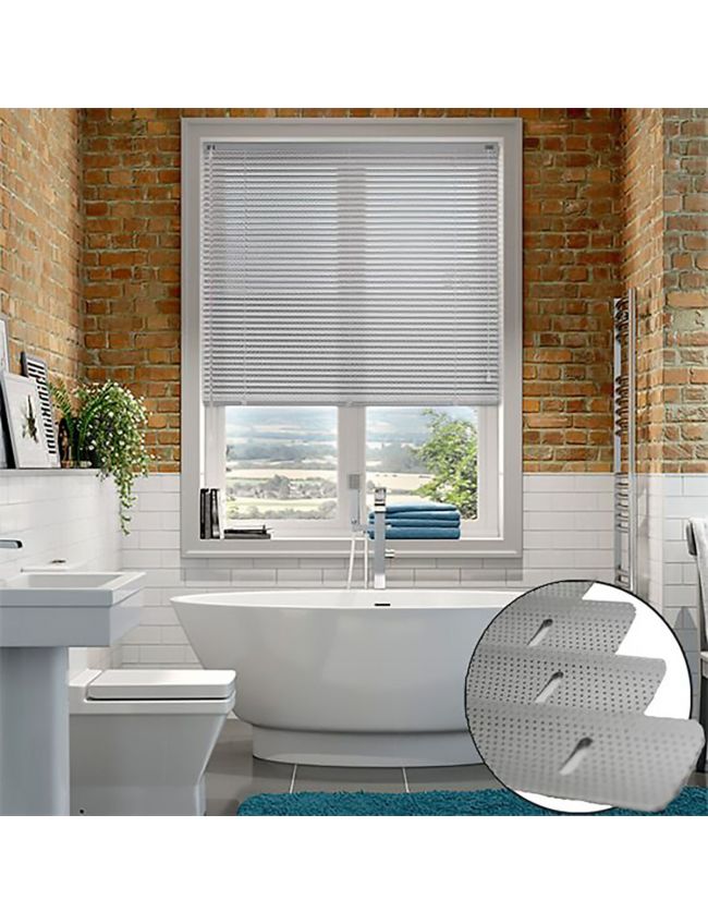 Perforated Silver-Venetian Blinds