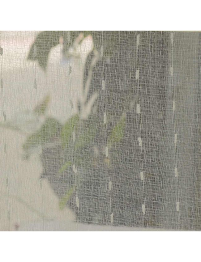 Shiny White Line Faux Linen Sheers