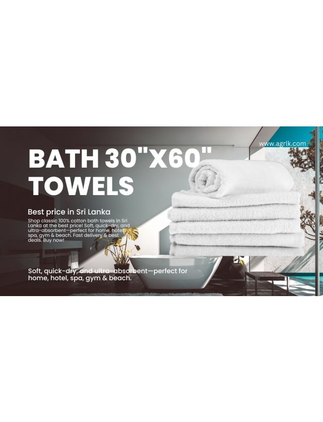 Classic Bath Towels - 100% Cotton (30x60 Inches), Quick Dry for Bathroom, Pool, Gym, Spa and Hotel Use