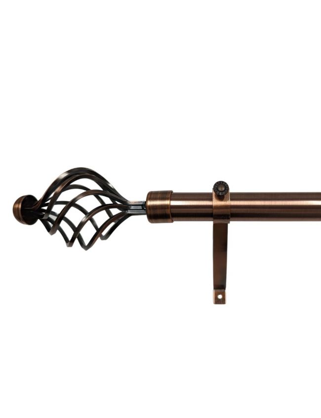BRONZE FINISH TWISTED CAGE CURTAIN POLE
