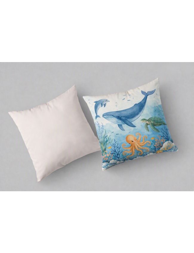 Ocean World (Whale, Dolphin, Turtle, Octopus) design cushion cover