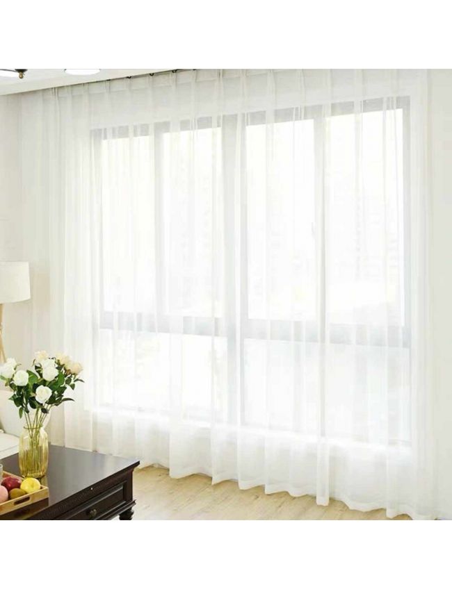 White Faux Linen Sheers