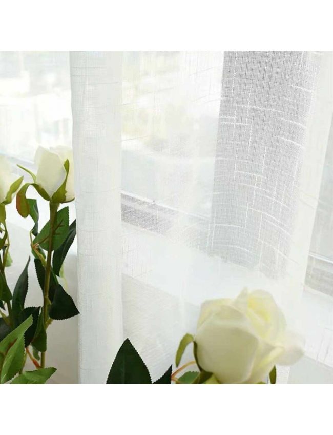 White Faux Linen Sheers