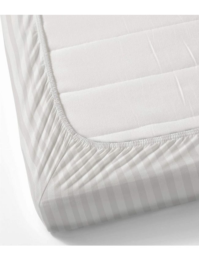 100% Cotton Superior White Strip Fitted Sheet