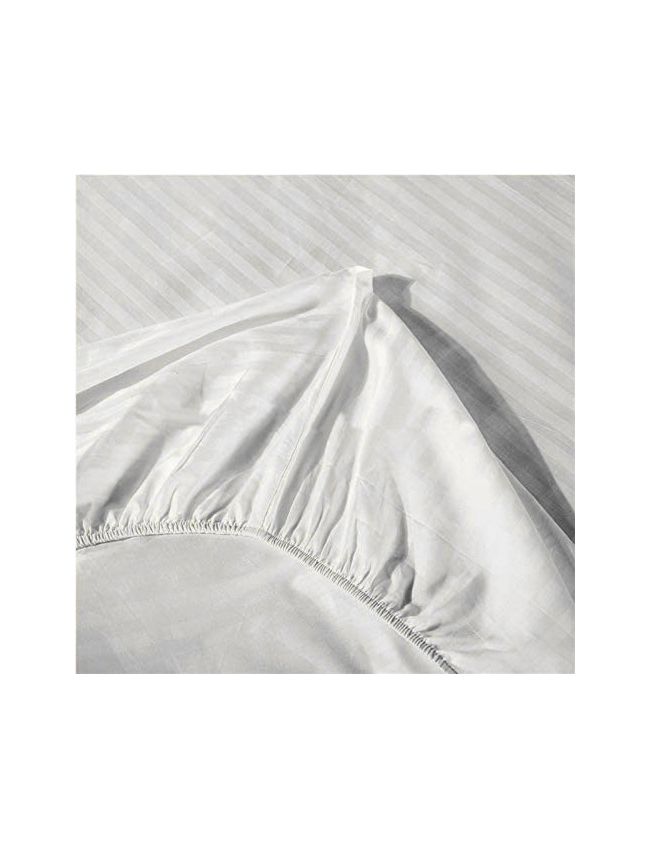 100% Cotton Superior White Strip Fitted Sheet