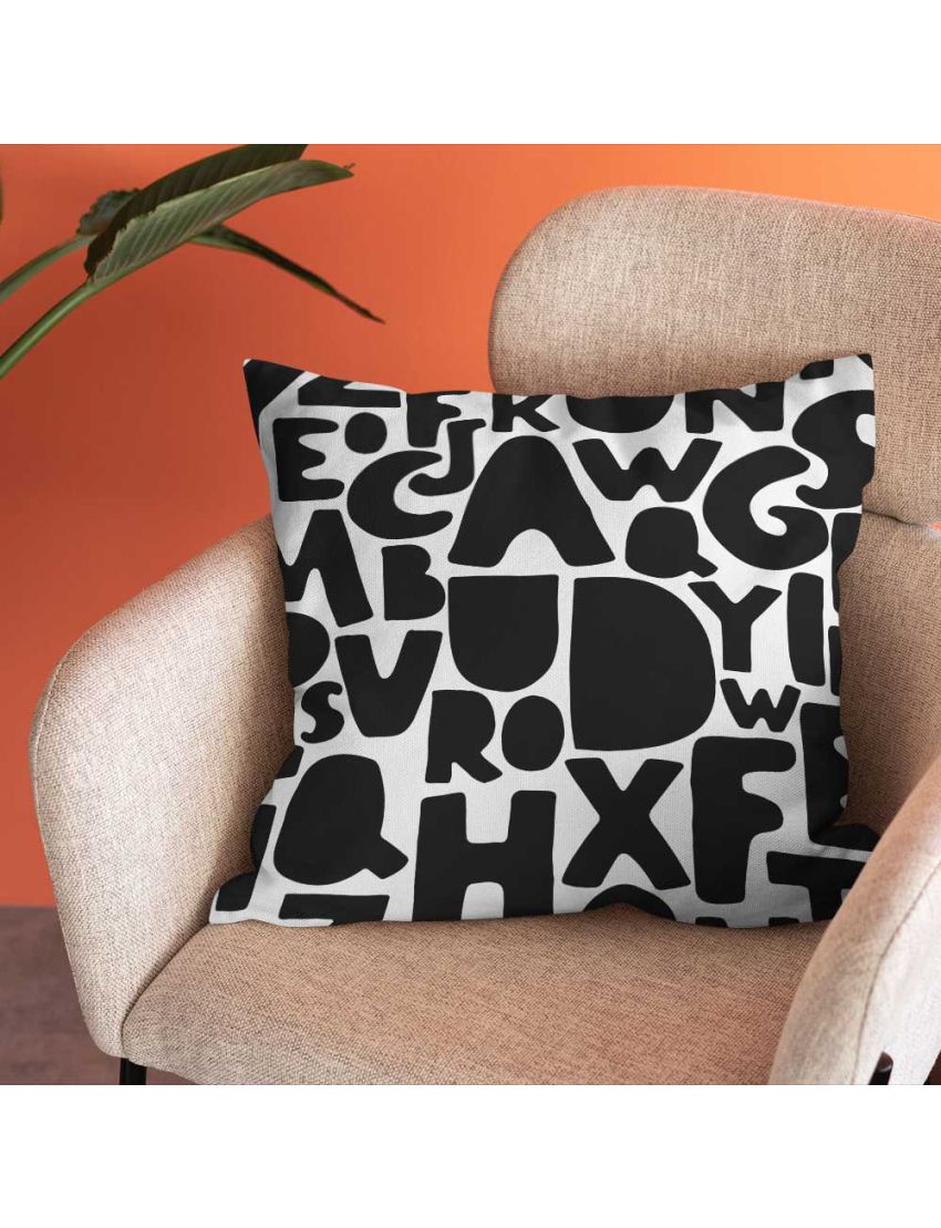 Black Alphabet Kids Cushion Covers