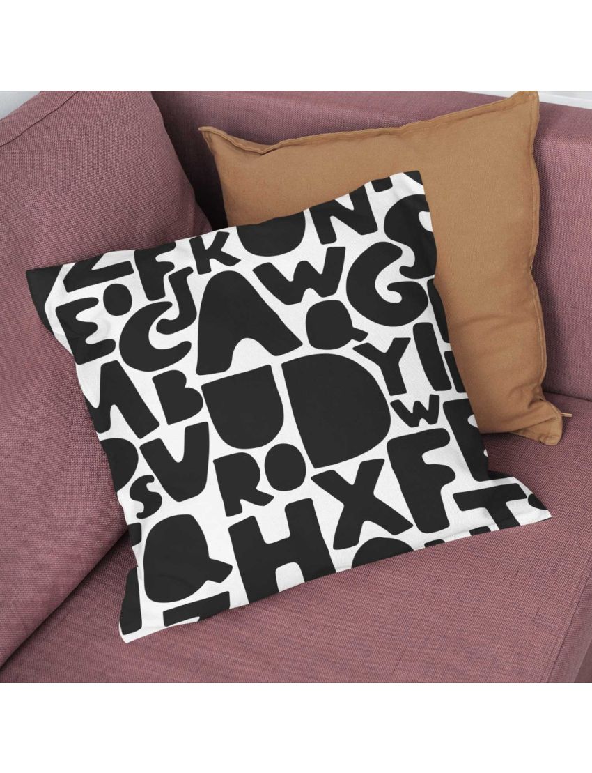 Black Alphabet Kids Cushion Covers