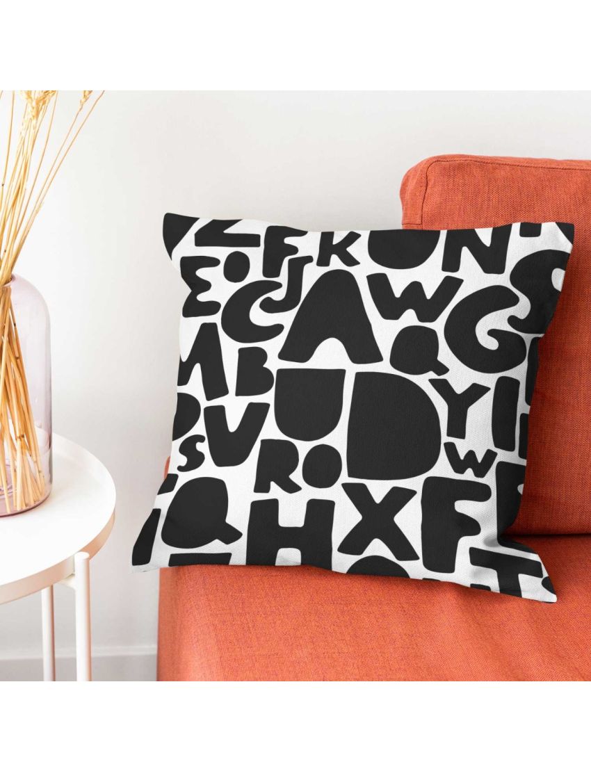 Black Alphabet Kids Cushion Covers
