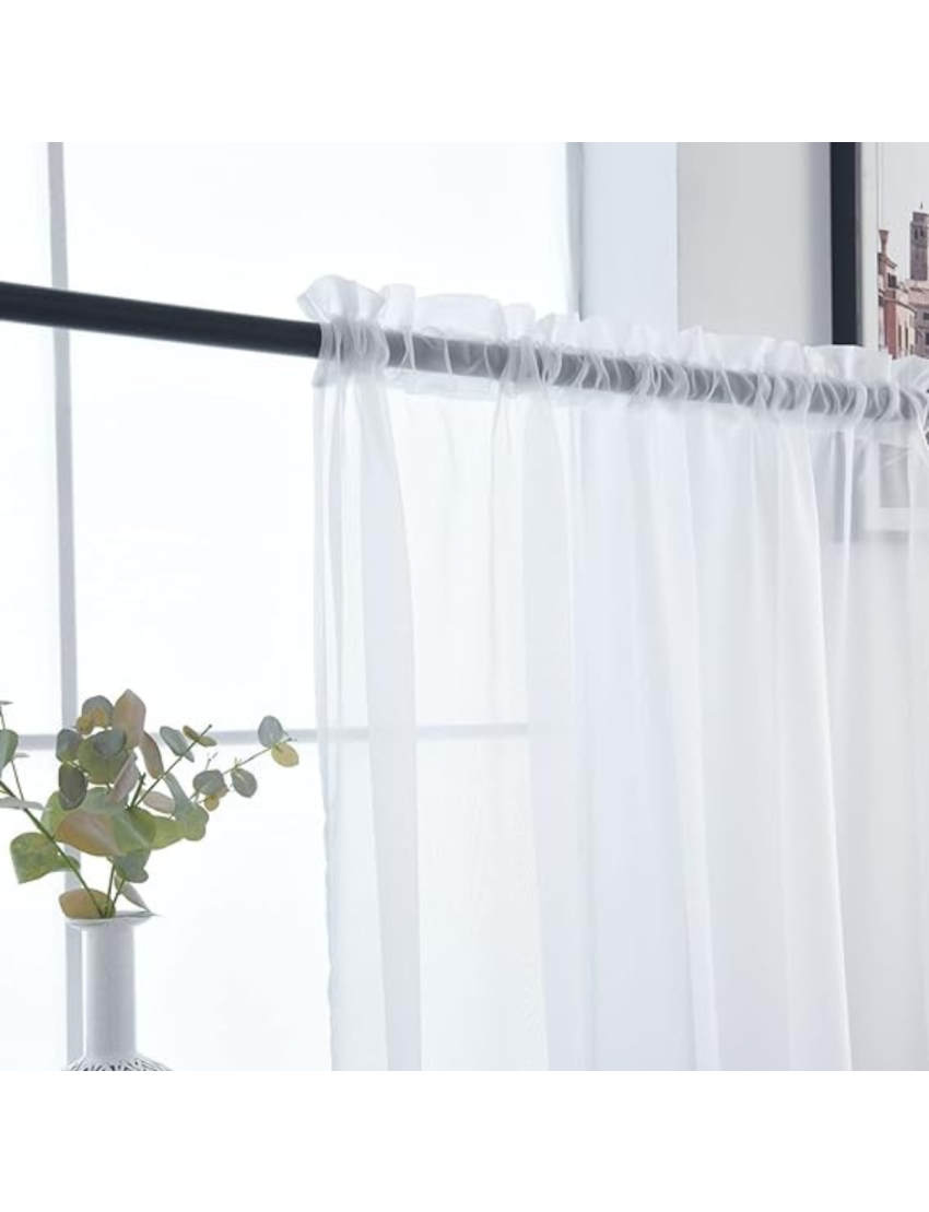Plain White voile Sheers Curtains