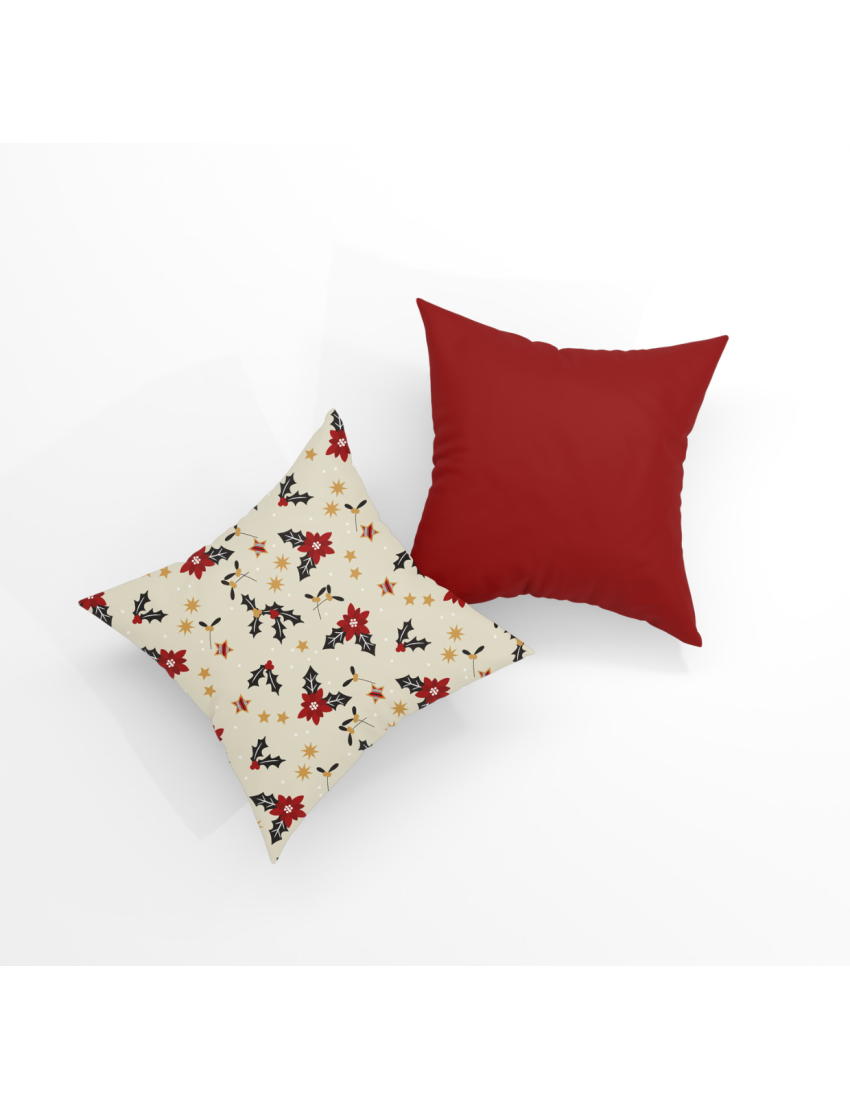 Ivory Poinsettia Cushion Covers