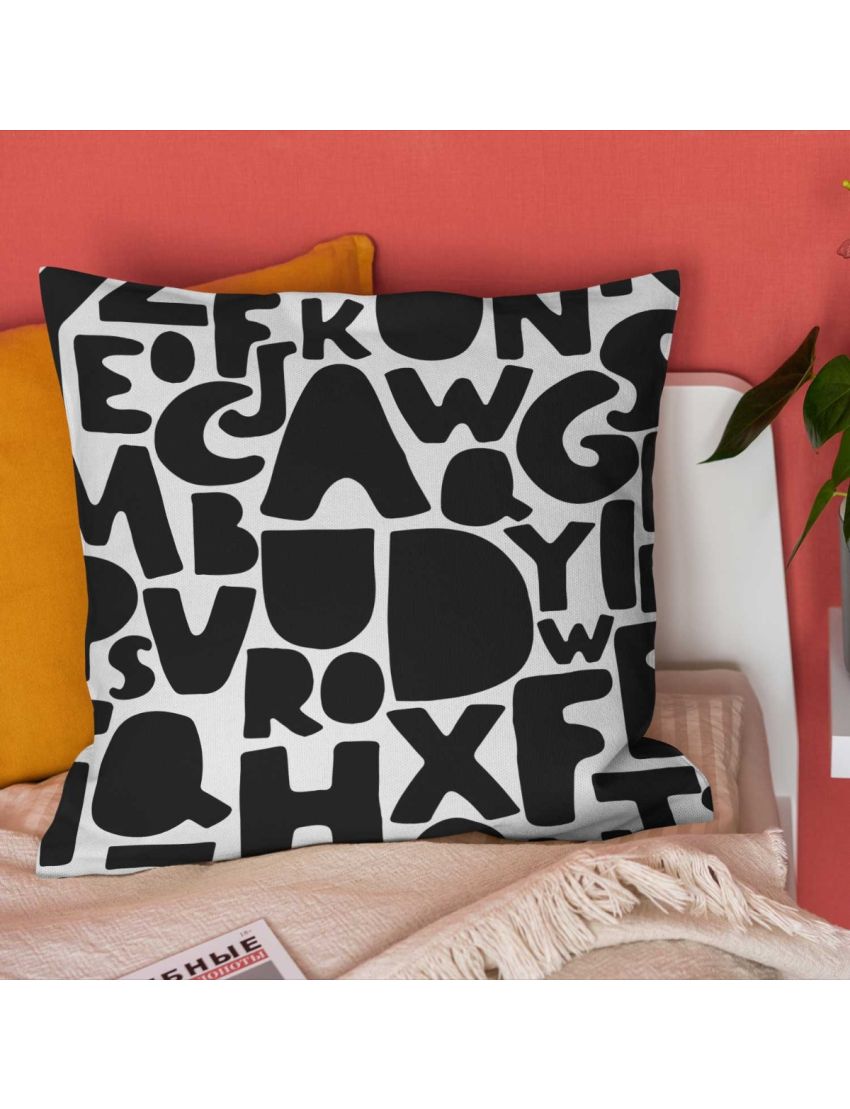 Black Alphabet Kids Cushion Covers