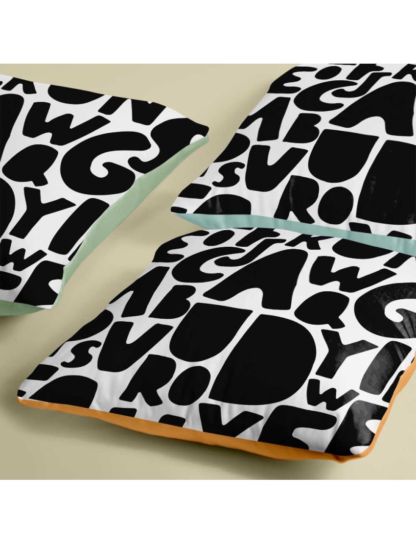 Black Alphabet Kids Cushion Covers