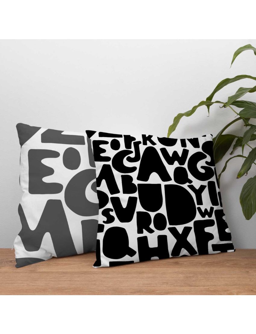 Black Alphabet Kids Cushion Covers