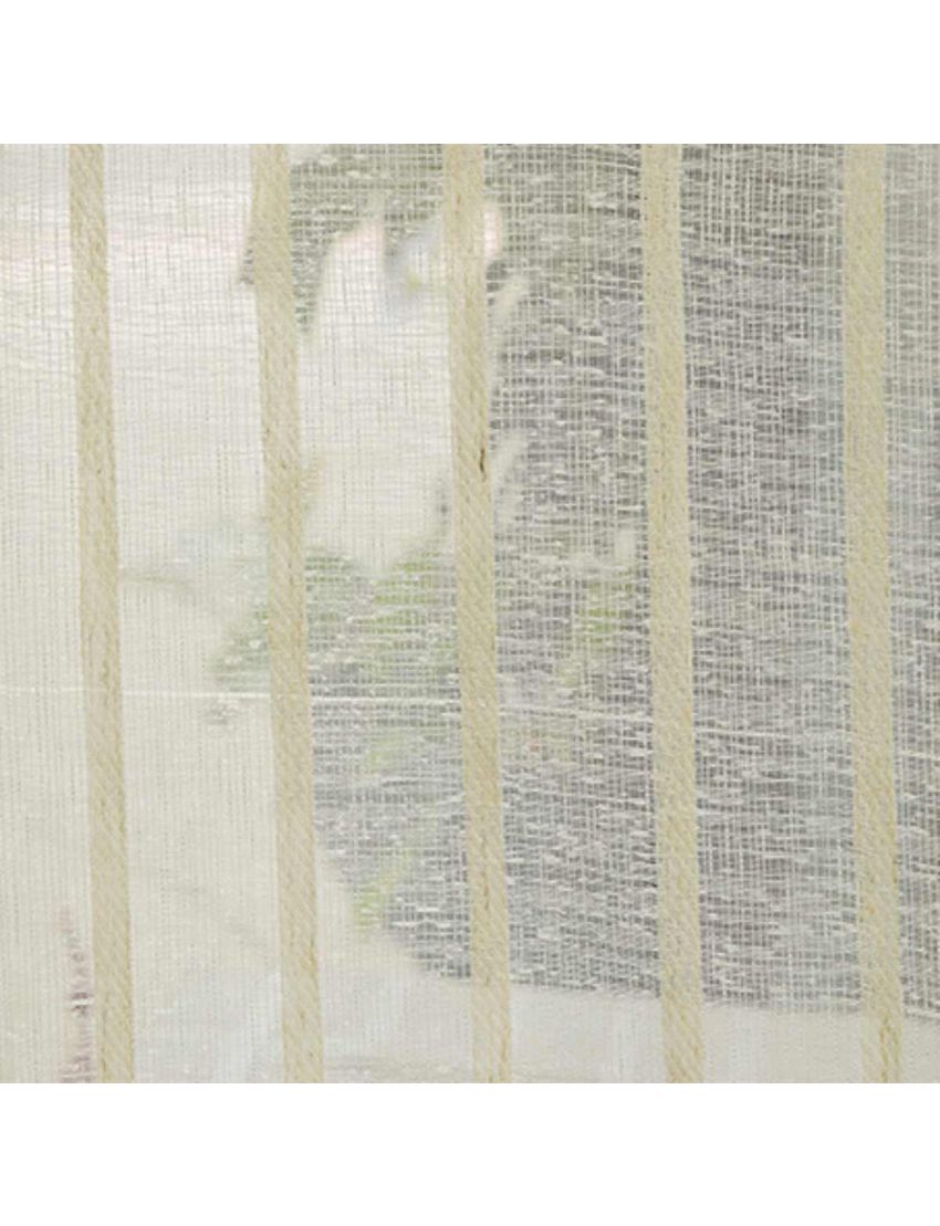 Beige Stripe White Faux Linen Sheers
