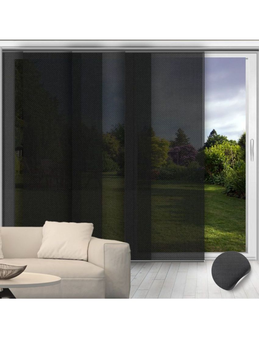 Madeira Black - Screen Fabric Panel Blinds