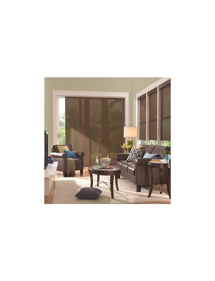 Brown White - Screen Fabric Panel Blinds