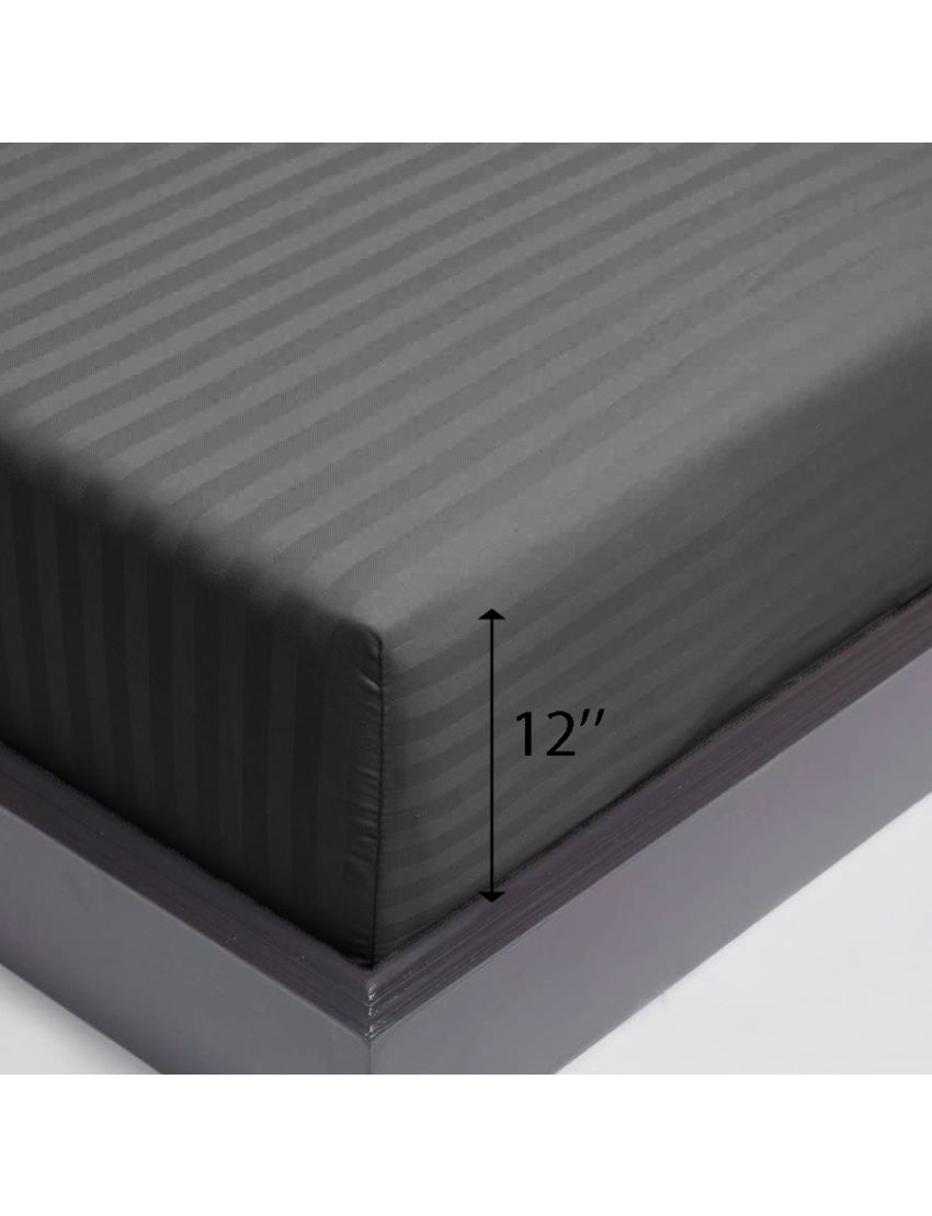 Classic-Grey Strip Fitted Sheet
