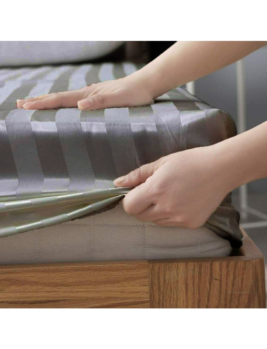 Classic-Grey Strip Fitted Sheet