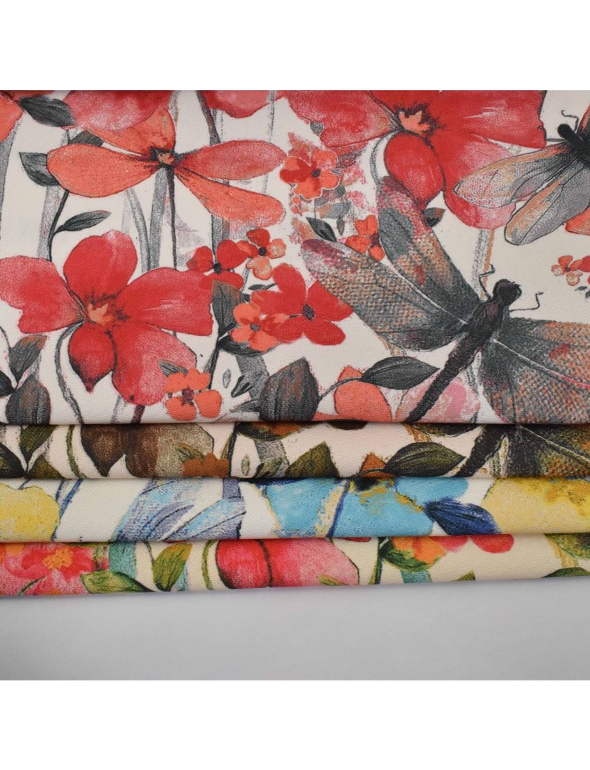 Dragon Fly Tapestry With Floral Design Roman Blinds