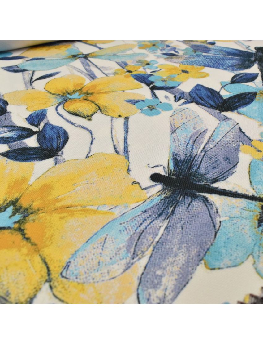 Dragon Fly Tapestry With Floral Design Roman Blinds