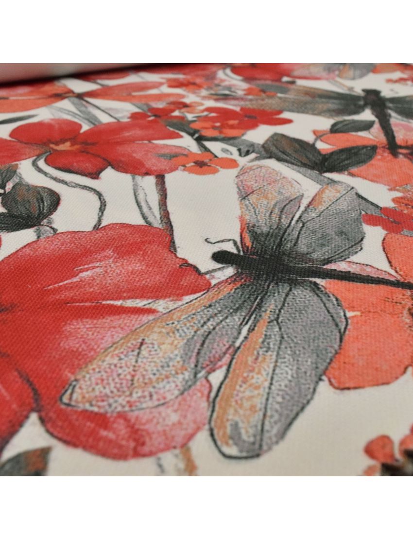 Dragon Fly Tapestry With Floral Design Roman Blinds