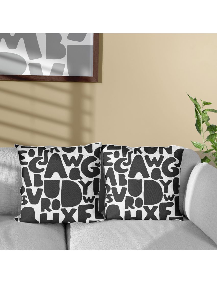 Black Alphabet Kids Cushion Covers