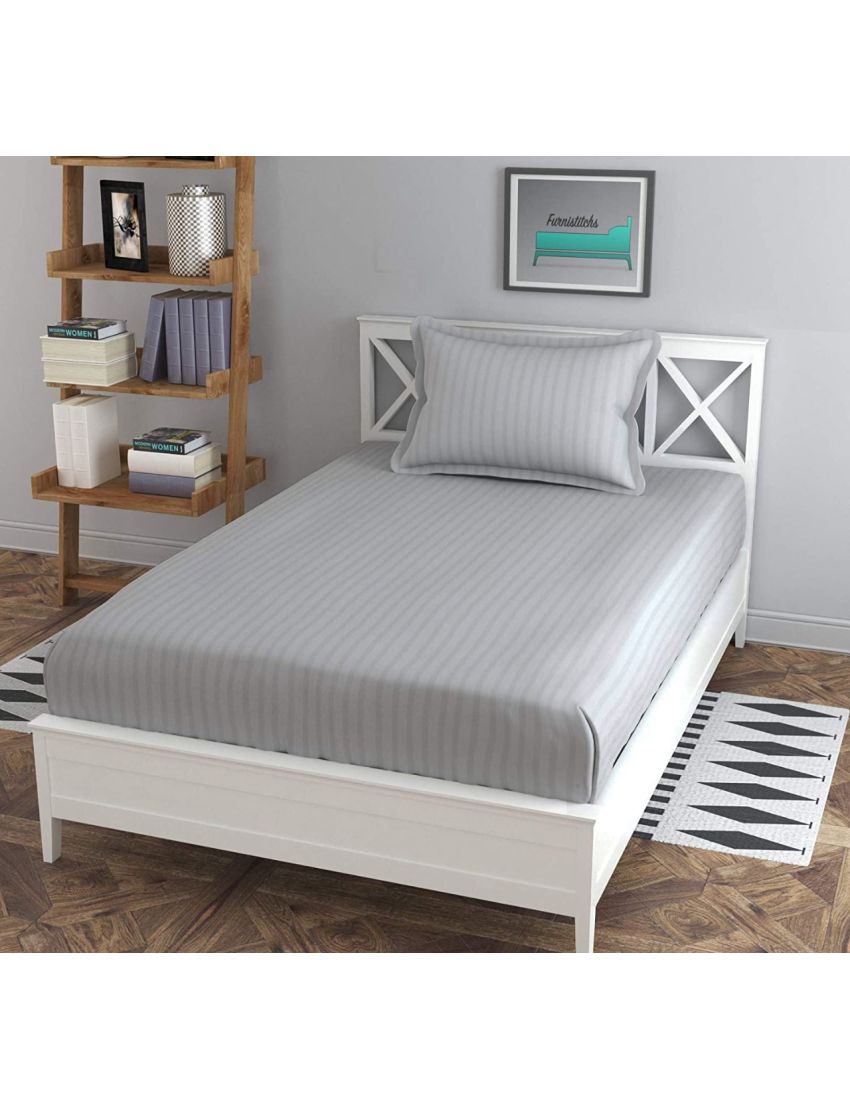 Classic-Grey Strip Fitted Sheet