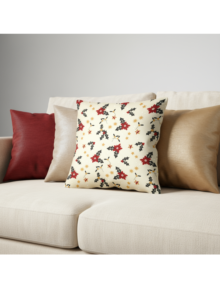 Ivory Poinsettia Cushion Covers