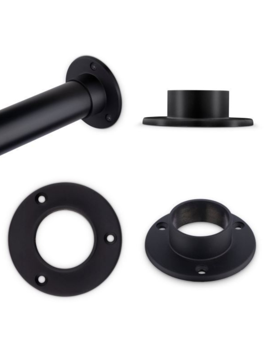 MATT BLACK FINISH WALL BRACKET CURTAIN POLE