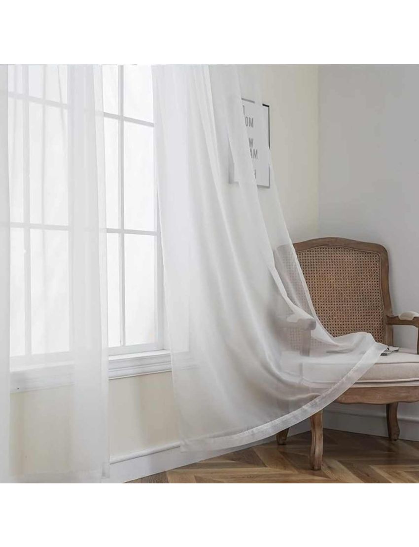 Off White Glass Voile Sheer Curtain