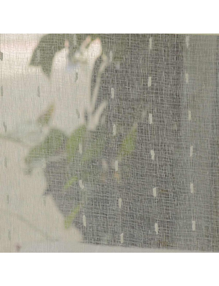 Shiny White Line Faux Linen Sheers