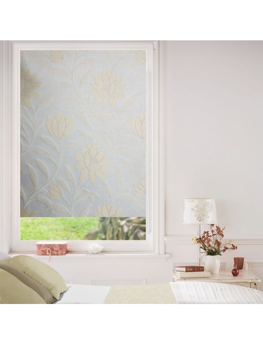 Silver Floral Roller Jacquard Blinds