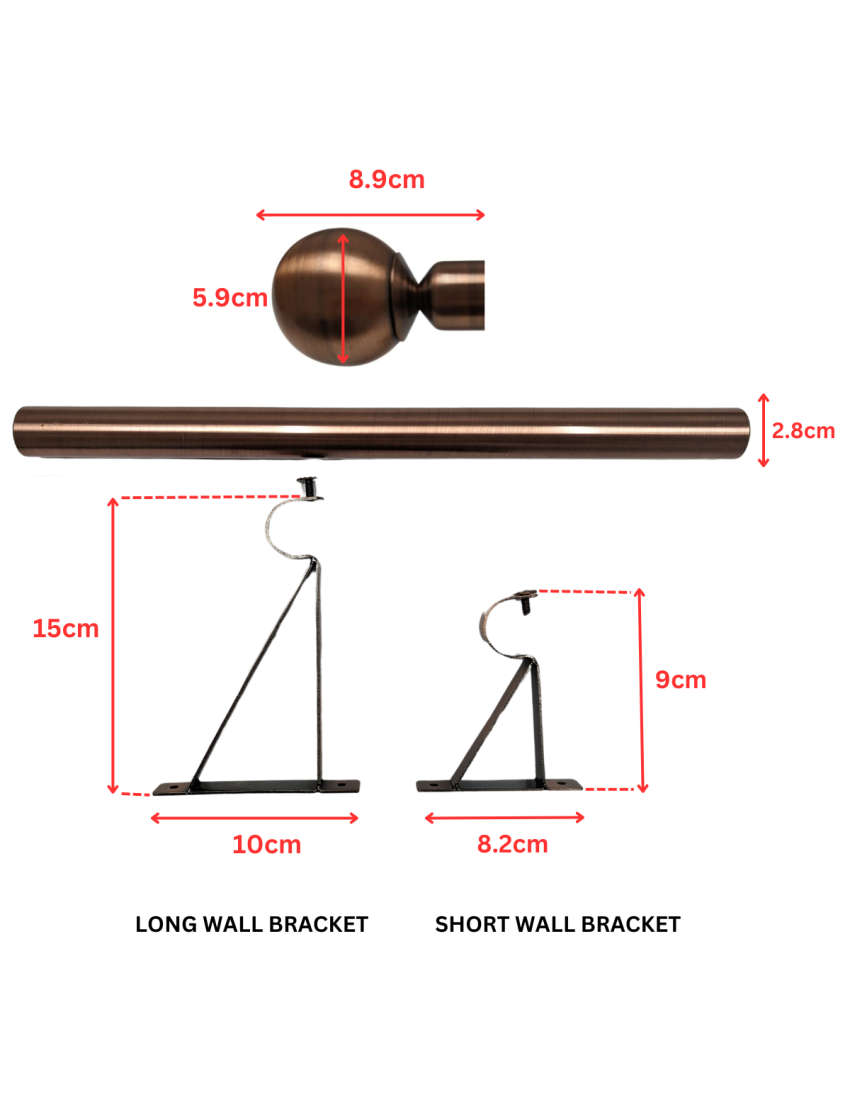 BRONZE FINISH CLASSIC BALL CURTAIN POLE
