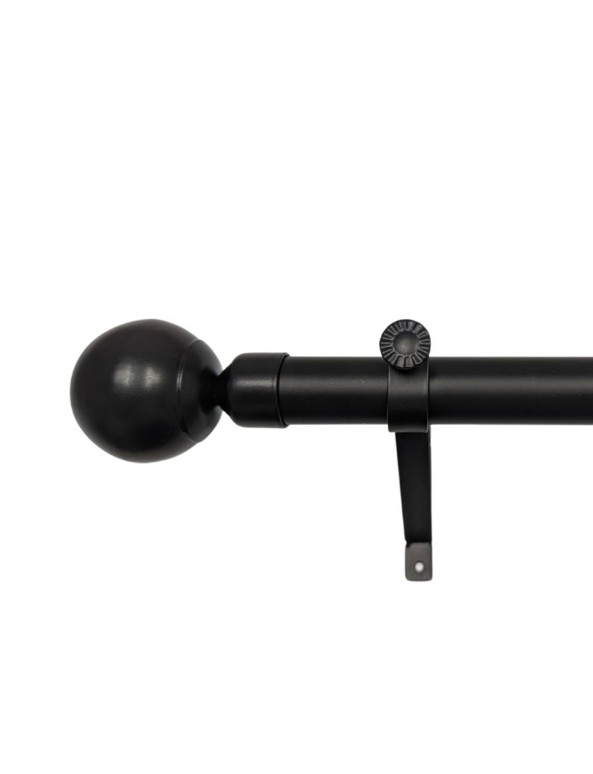 MATT BLACK FINISH CLASSIC BALL CURTAIN POLE 