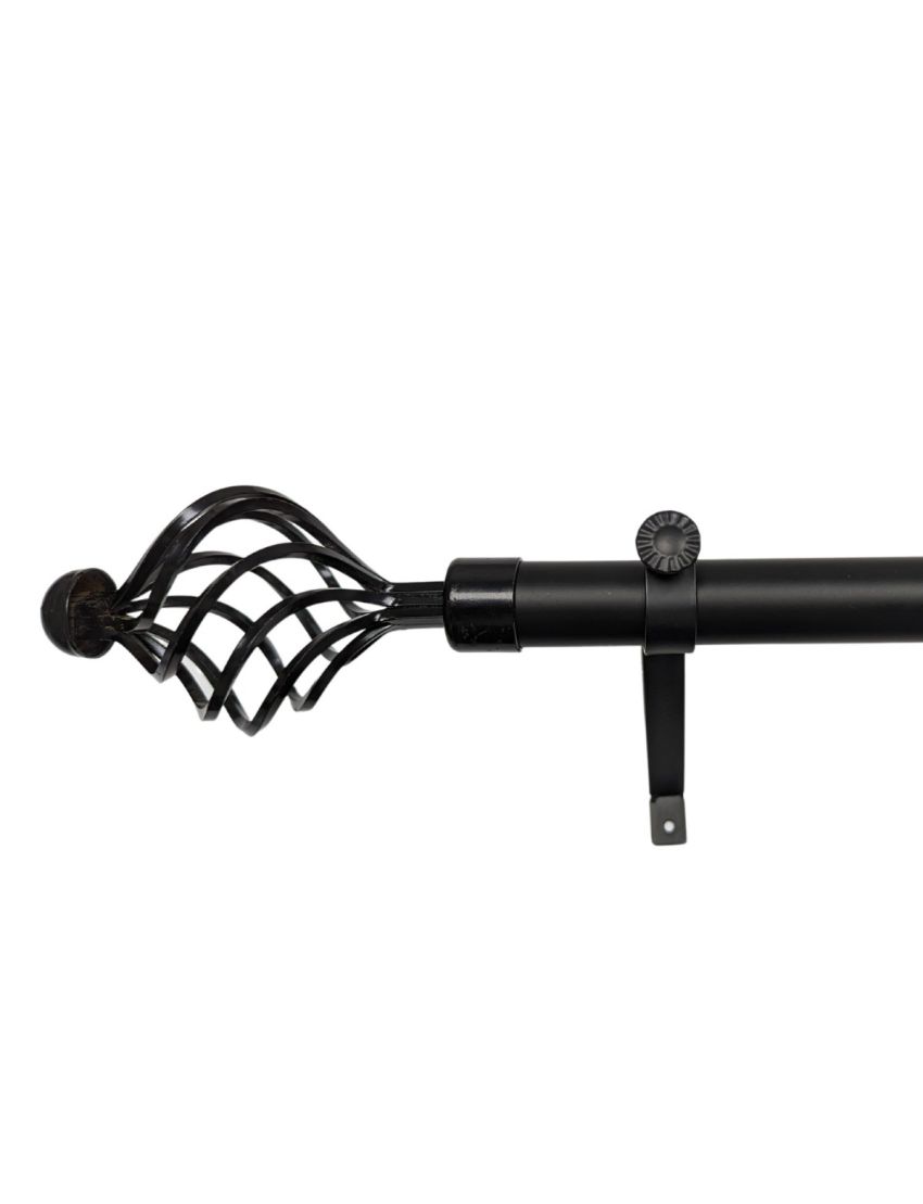 MATT BLACK FINISH TWISTED CAGE CURTAIN POLE 