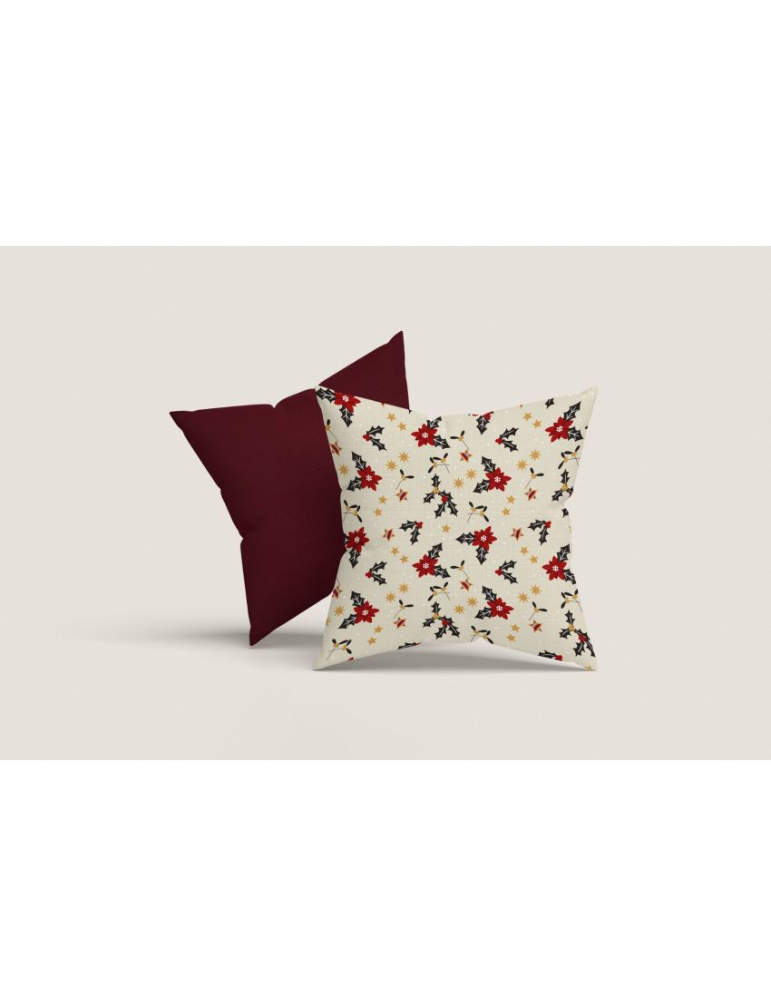 Ivory Poinsettia Cushion Covers
