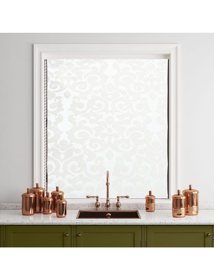 White Vintage Seamless Roller Jacquard Blinds