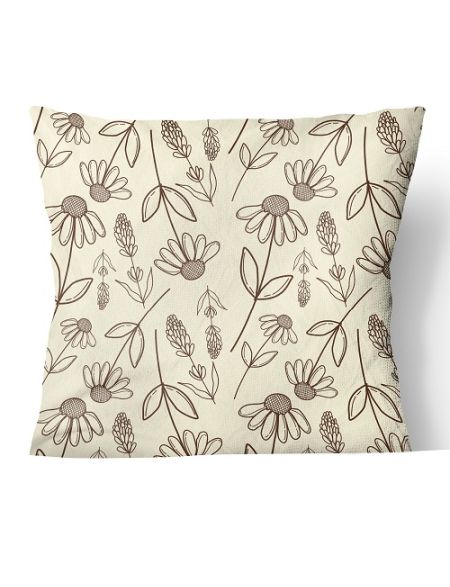 Yellow N Brown Floral Line art Design