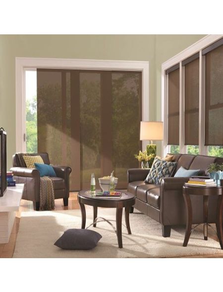 Brown White - Screen Fabric Panel Blinds