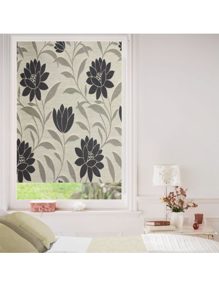 Brown Flowers Roller Jacquard Blinds