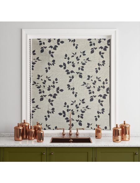 Brown Black Floral Roller Jacquard Blinds