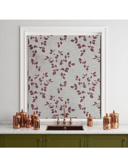 Red and Grey Leaf Roller Jacquard Blinds