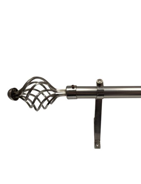MATT SILVER FINISH TWISTED CAGE CURTAIN POLE