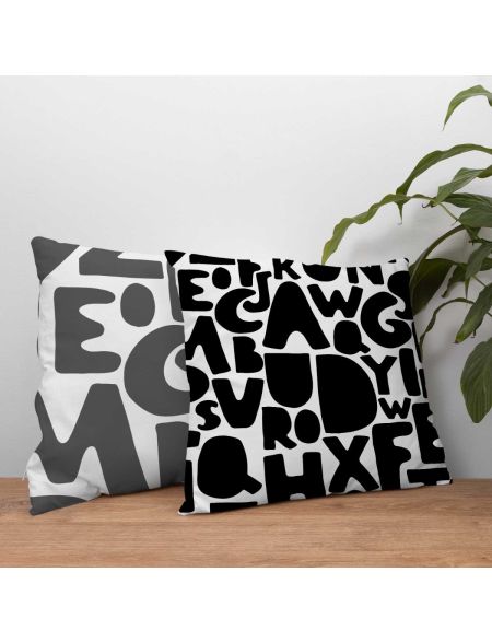 Black Alphabet Kids Cushion Covers