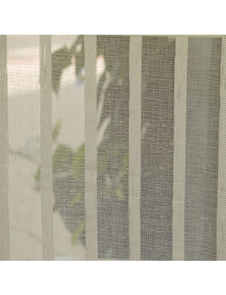 Silver Stripe Off White Faux Linen Sheer Fabric
