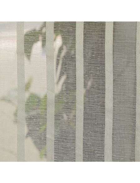 Silver Stripe White Faux Linen Sheers